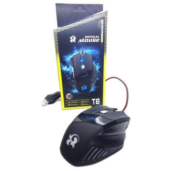 T6 Optical Gaming Mouse Wired RGB Backlit Ergonomic Mouse